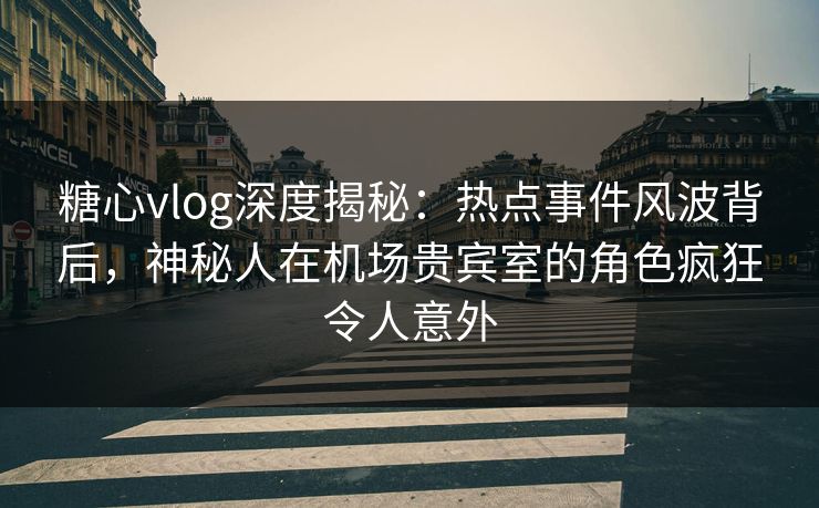 糖心vlog深度揭秘：热点事件风波背后，神秘人在机场贵宾室的角色疯狂令人意外
