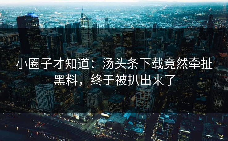 小圈子才知道：汤头条下载竟然牵扯黑料，终于被扒出来了