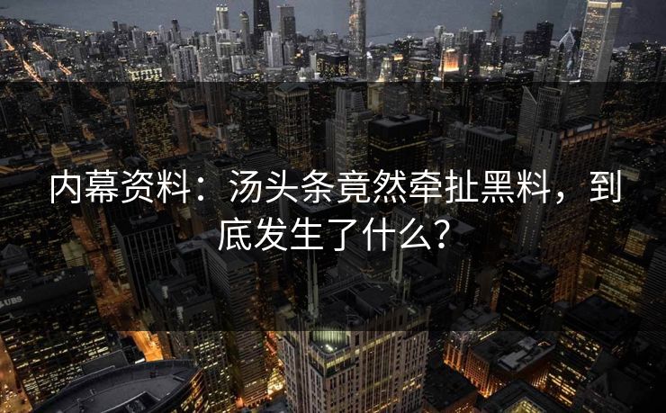 内幕资料：汤头条竟然牵扯黑料，到底发生了什么？