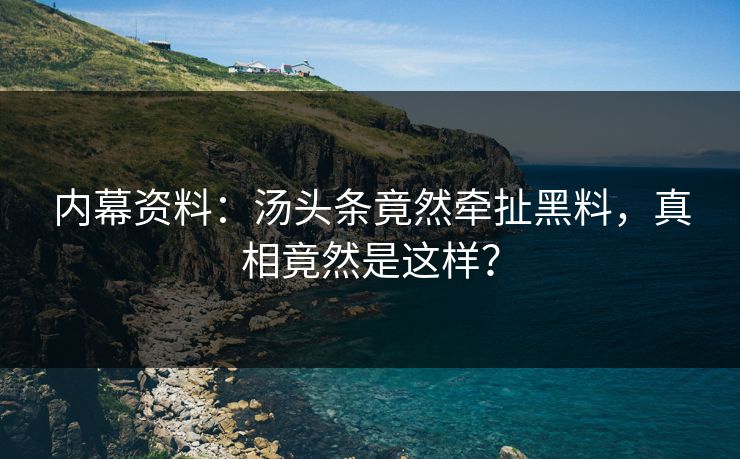 内幕资料：汤头条竟然牵扯黑料，真相竟然是这样？