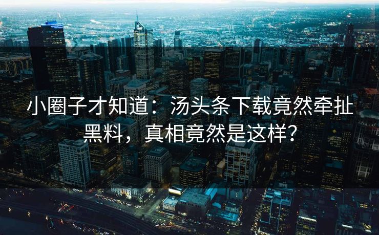 小圈子才知道：汤头条下载竟然牵扯黑料，真相竟然是这样？