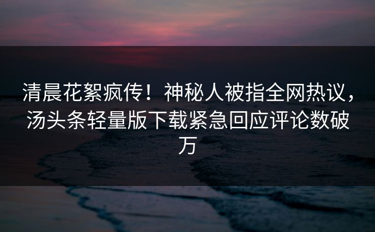 清晨花絮疯传！神秘人被指全网热议，汤头条轻量版下载紧急回应评论数破万